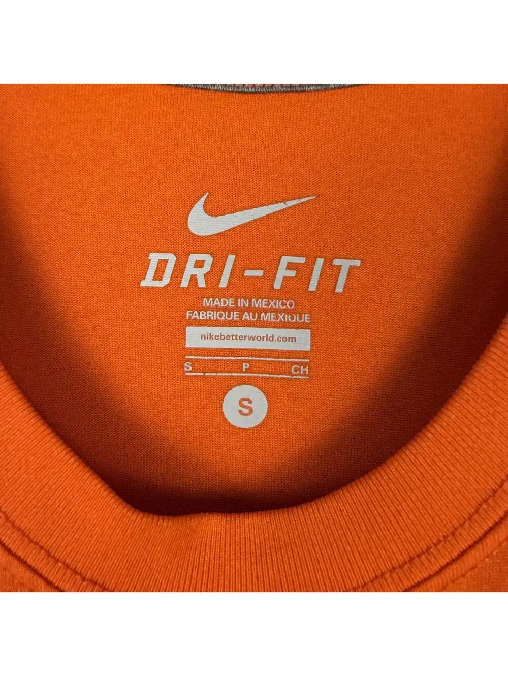 Nike Dri-Fit T Shirt Orange Silver Swoosh Workout Running Men Size Small 624